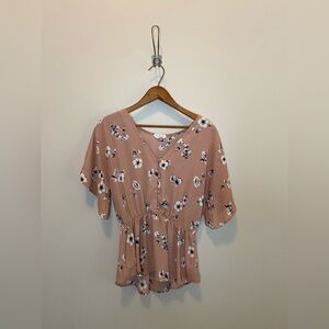 Sienna Sky Dusty Rose Floral Peplum Blouse